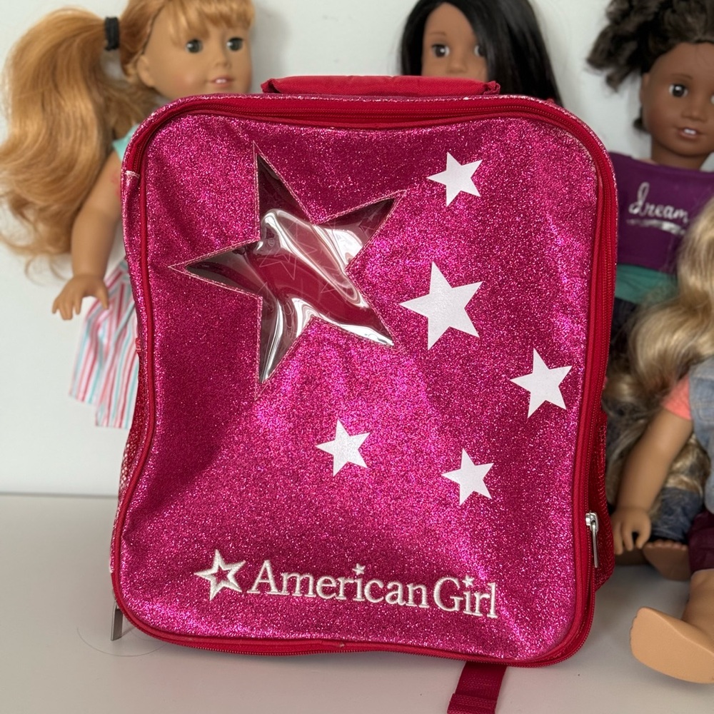 American Girl Pink Glitter Doll Carrier Bag. *DOLLS ARE NOT INCLUDED*